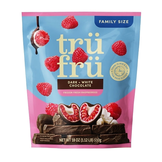 Tru Fru Frozen Raspberries In Dark & White Chocolate, 6 x 18 oz Case - Frozen Fruit
