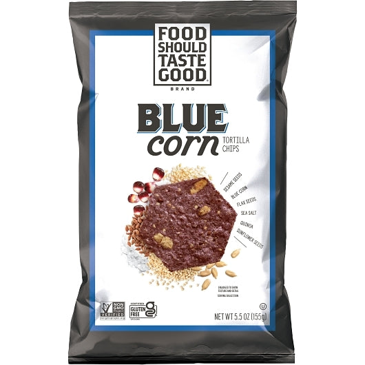 Food Should Taste Good Blue Corn Tortilla Chips, 12 x 5.5 oz Case - Snacks