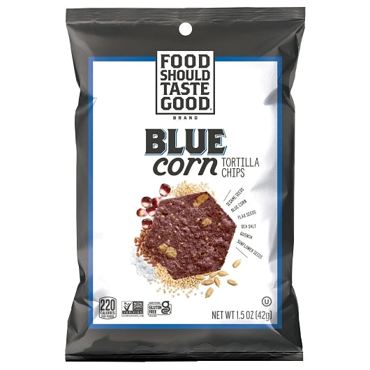 Food Should Taste Good Blue Corn Tortilla Chips, 24 x 1.5 oz Case - Snacks