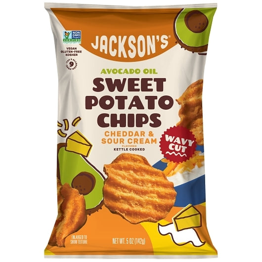 Jackson's Wavy Cheddar & Sour Cream Flavor Sweet Potato Chips In Avocado Oil, 12 x 5 oz Case - Snacks - image 2