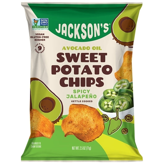 Jackson's Spicy Jalapeno Sweet Potato Chips, 8 x 2.5 oz Case - Snacks