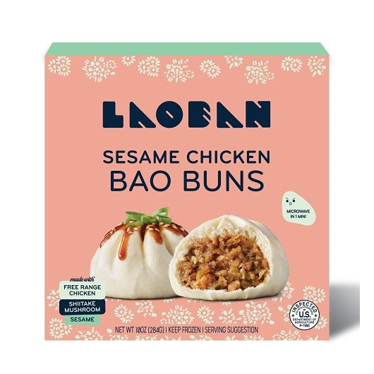Laoban Dumplings Sesame Chicken Bao Buns, 6 x 4 ct Case - Frozen Snacks & Appetizers