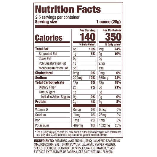 Jackson's Spicy Jalapeno Classic Kettle Potato Chips In Avocado Oil, 8 x 2.5 oz Case - Snacks