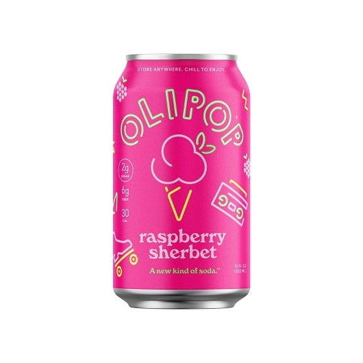 Olipop Prebiotic Soda, Raspberry Sherbet, Shelf Stable, 12 x 12 fl oz Case - Beverages