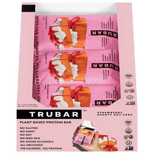 Trubar Strawberry Shorty Got Cake Protein Bars, 6 x 12 x 1.76 oz Case - Bakery & Desserts