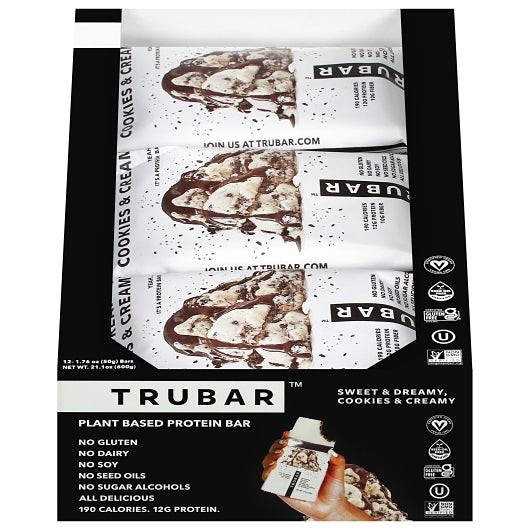 Trubar Sweet & Dreamy, Cookies & Creamy Protein Bars, 6 x 12 x 1.76 oz Case - Bakery & Desserts