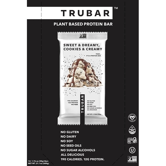Trubar Sweet & Dreamy, Cookies & Creamy Protein Bars, 6 x 12 x 1.76 oz Case - Bakery & Desserts - image 2
