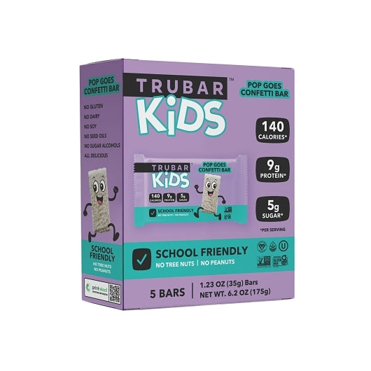Trubar Kids Pop Goes Confetti Cake Protein Bars, 6 x 5 x 1.23 oz Case - Bakery & Desserts