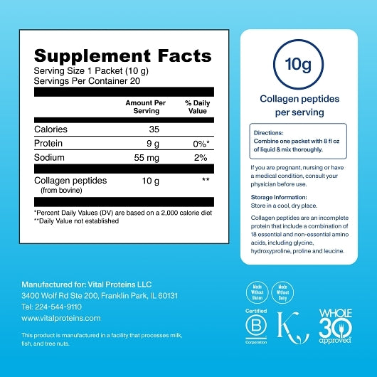 Vital Proteins COLLAGEN PEPTIDES STICK, 12 x 20 x 0.35 oz Case - DOT product image 6