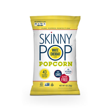 SkinnyPop Gluten Free White Cheddar, 12 x 1 oz Case - Popcorn, Pretzels & Snack Mix