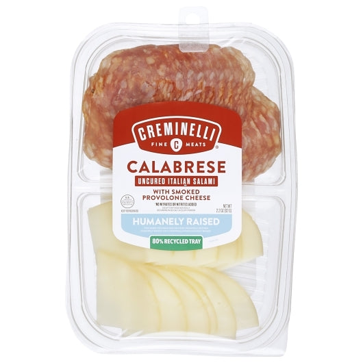 Creminelli Fine Meats Sliced Calabrese & Smoked Provolone Snack Tray, 12 x 1 each Case - Frozen Meat & Seafood