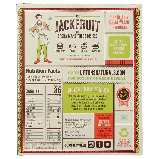 Upton's Naturals Chili Lime Jackfruit, 10 x 10.6 oz Case - DOT product image 4