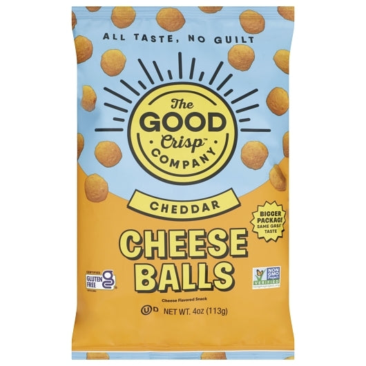 The Good Crisp Company Cheddar Cheese Balls, 8 x 4 oz Case - Snacks