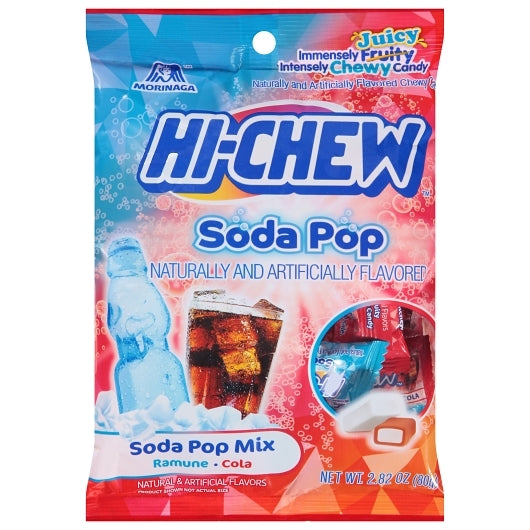 Hi-Chew Soda Pop Ramune & Cola Candy Peg Bag, 6 x 2.82 oz Case - Candy & Confections