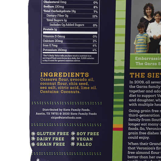 Siete Lime Tortilla Chips, 12 x 5 oz Case - DOT product image 3