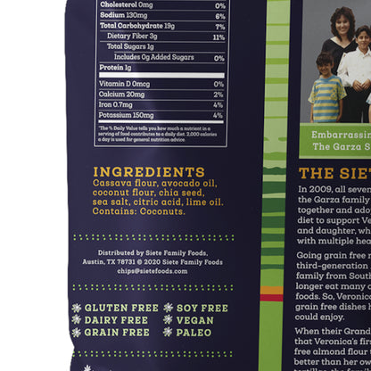 Siete Lime Tortilla Chips, 12 x 5 oz Case - DOT product image 3