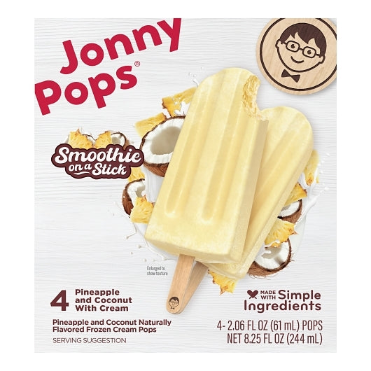 JonnyPops Smoothie Pops Pineapple Coconut Cream, 6 x 4 each Case - Frozen Fruit