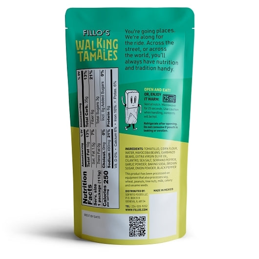 Fillo's Bean & Salsa Verde Tamales, 7 x 4 oz Case - Condiments & Sauces