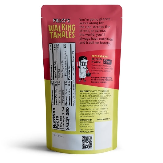 Fillo's Bean & Salsa Roja Tamales, 7 x 4 oz Case - Condiments & Sauces