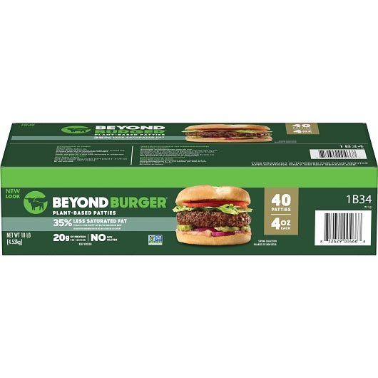Beyond Meat Vegan Plant-Based Burger Patties Bulk, 1 x 40 x 4 oz Case - Prepared Foods