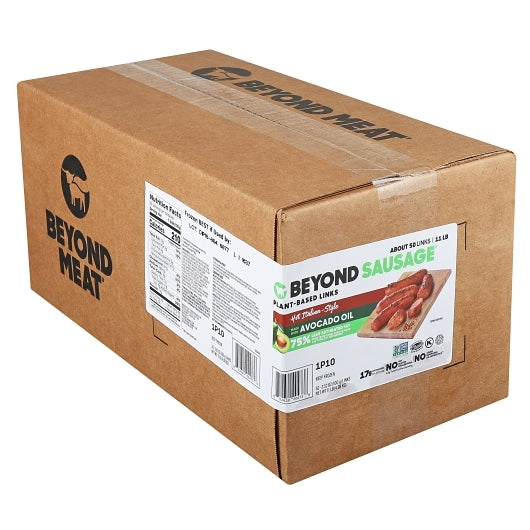 Beyond Meat Vegan Plant-Based Sausage Hot Italian Dinner Sausage, 1 x 50 x 3.52 oz Case - GS1 closed shipping case image