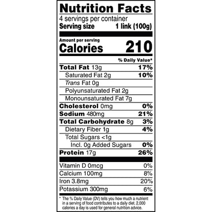 Beyond Meat Vegan Hot Italian Sausage, 8 x 14 oz Case - DOT product image 2