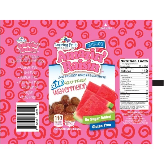 Amazin Raisin Watermelon Infused Raisin, 250 x 1.3 oz Case - Dried Fruit & Fruit Snacks