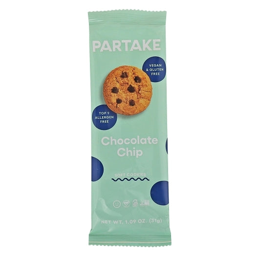 Partake Foods Soft Baked Chocolate Chip Cookies Snack Pack, 24 x 1 oz Case - Bakery & Desserts