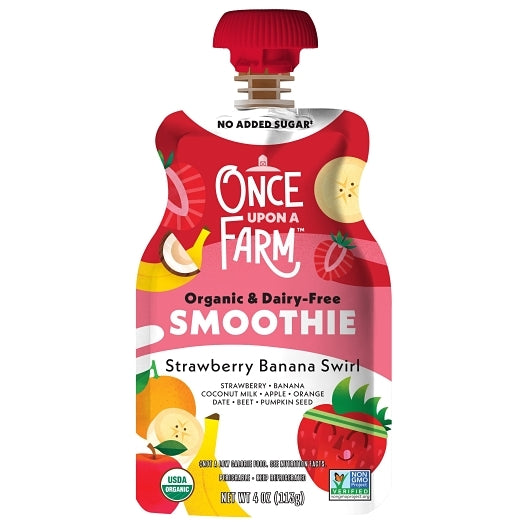Once Upon A Farm Strawberry Banana Swirl Smoothie, 8 x 4 oz Case - Beverages - image 2