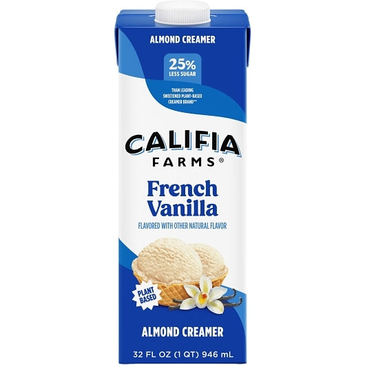 Califia Farms Vanilla Creamer, 6 x 32 fl oz Case - Beverages