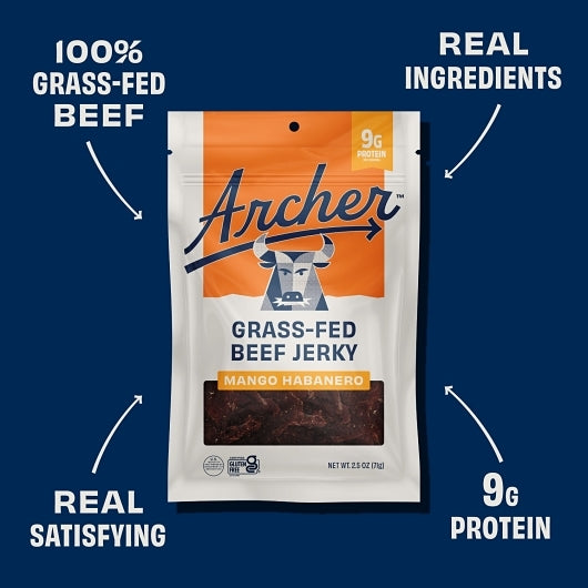 County Archer Jerky Gluten-Free Mango Habanero Grass-Fed Beef Jerky, 12 x 2.5 oz Case - DOT product image 2