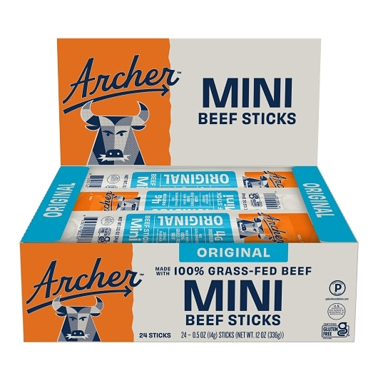 Archer Original Beef Stick Minis Laydown Caddy, 6 x 24 x 0.5 oz Case - Meat Snacks
