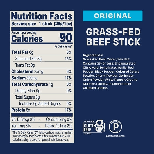 Country Archer Jerky Co Original Grass-Fed Beef Sticks, 6 x 18 x 1 oz Case - DOT product image 7
