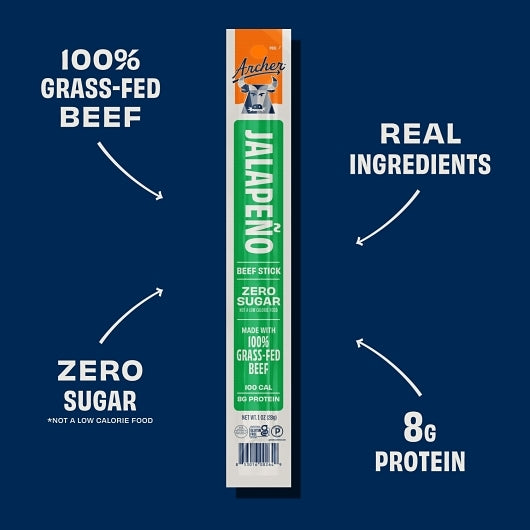 Country Archer Jerky Co Jalapeno Grass-Fed Beef Sticks, 6 x 18 x 1 oz Case - DOT product image 5