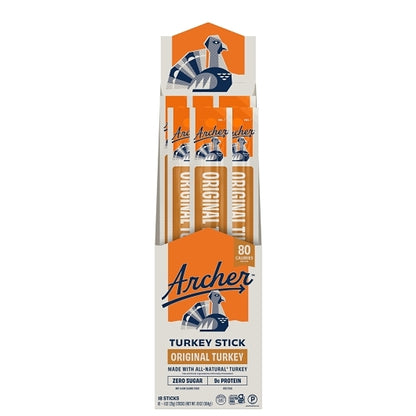 Country Archer Jerky Co Zero Sugar Original Turkey Sticks, 6 x 18 x 1 oz Case - Meat Snacks