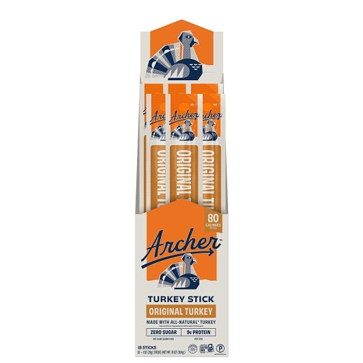 Country Archer Jerky Co Zero Sugar Original Turkey Sticks, 6 x 18 x 1 oz Case - Meat Snacks