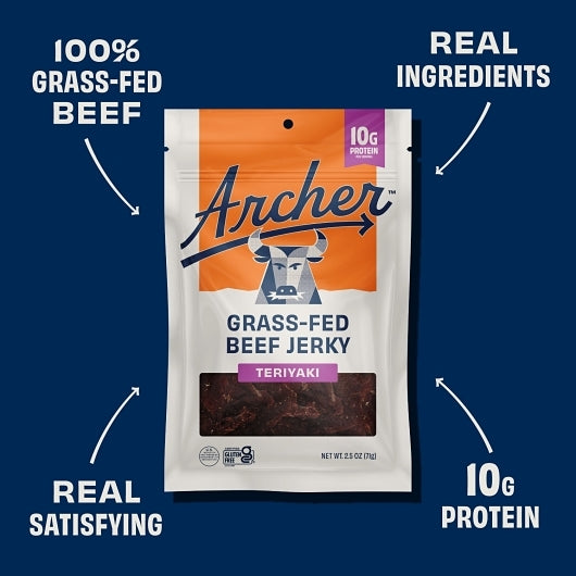 County Archer Jerky Teriyaki Grass-Fed Beef Jerky, 12 x 2.5 oz Case - DOT product image 5
