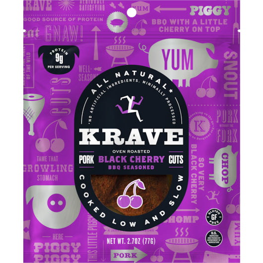 Krave Gourmet Black Cherry Barbecue Pork Cuts, 8 x 2.7 oz Case - DOT product image 5