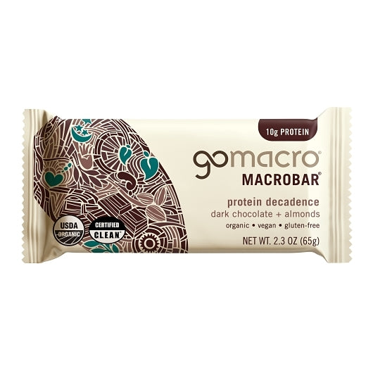 Gomacro Dark Chocolate + Almonds Bar, 12 x 1 ct Case - Candy & Confections