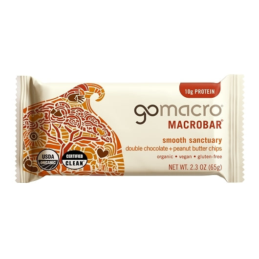 Gomacro Double Chocolate & Peanut Butter Chips Bar Master Case, 12 x 2.3 oz Case - Candy & Confections
