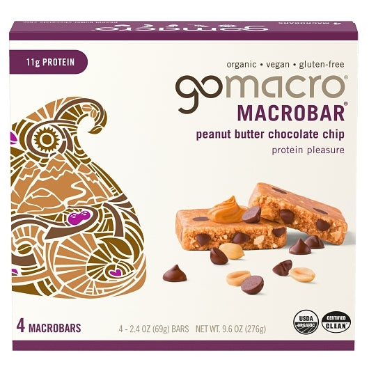 Gomacro Peanut Butter Chocolate Chip Multipack, 7 x 9.6 oz Case - Pantry Ingredients