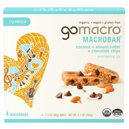 Gomacro Coconut & Almond Butter & Chocolate Chips Multipack, 7 x 9.2 oz Case - Candy & Confections