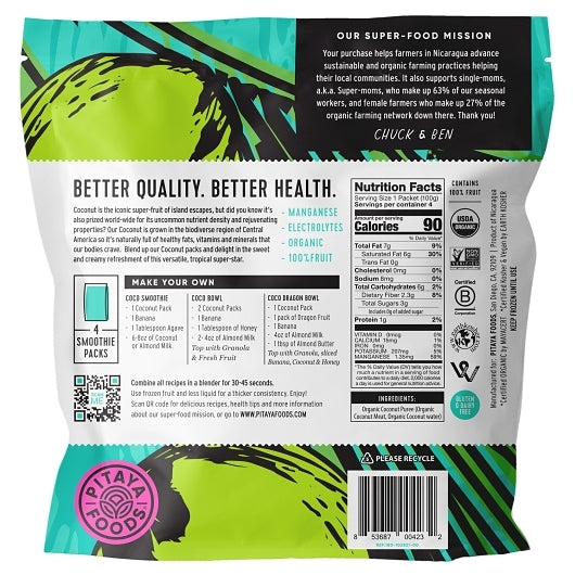Pitaya Plus ORGANIC COCONUT SMOOTHIE PACKS, 8 x 14 oz Case - DOT product image 4