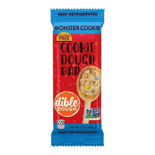 Dible Dough Refrigerated Monster Cookie Dough Bar, 2 x 10 x 1.7 oz Case - Bakery & Desserts