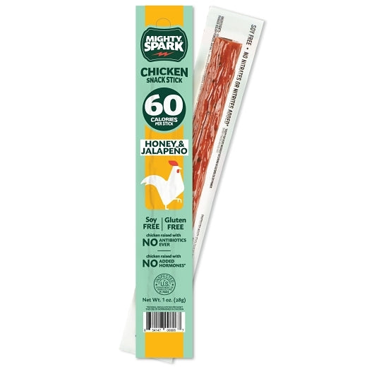 Mighty Spark Honey Jalapeno Chicken Snack Stick, 4 x 18 x 1 oz Case - Pantry Ingredients