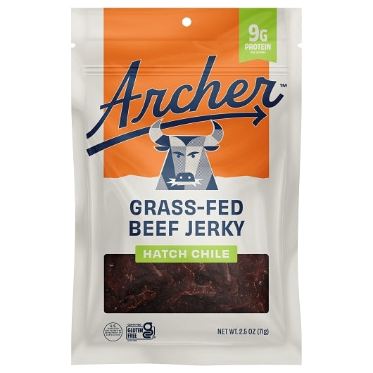 Country Archer Jerky Co Hatch Chile Grass-Fed Beef Jerky, 12 x 2.5 oz Case - Meat Snacks
