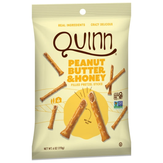 Quinn Foods Peanut Butter & Honey Filled Pretzel Nuggets, 8 x 6 oz Case - Popcorn, Pretzels & Snack Mix
