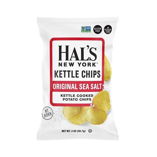 Hal's New York Original Sea Salt Chips Bag, 24 x 2 oz Case - Snacks