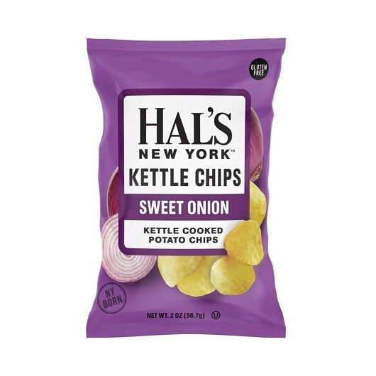 Hal's New York Sweet Onion Chips Bags, 24 x 2 oz Case - Snacks