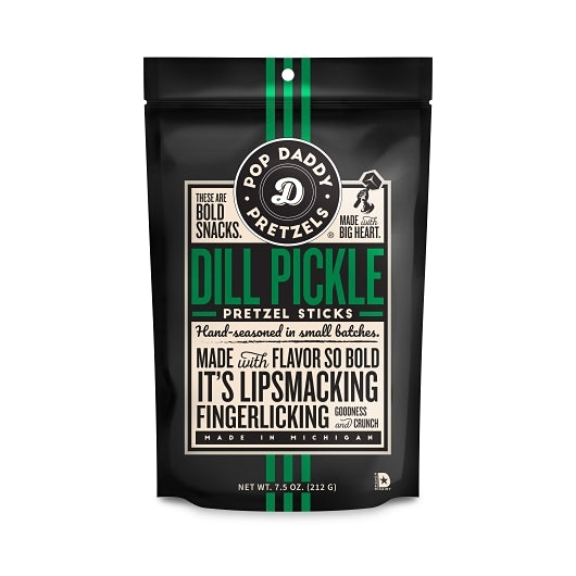 Pop Daddy Seasoned Pretzels - Dill Pickle, 12 x 7.5 oz Case - Condiments & Sauces